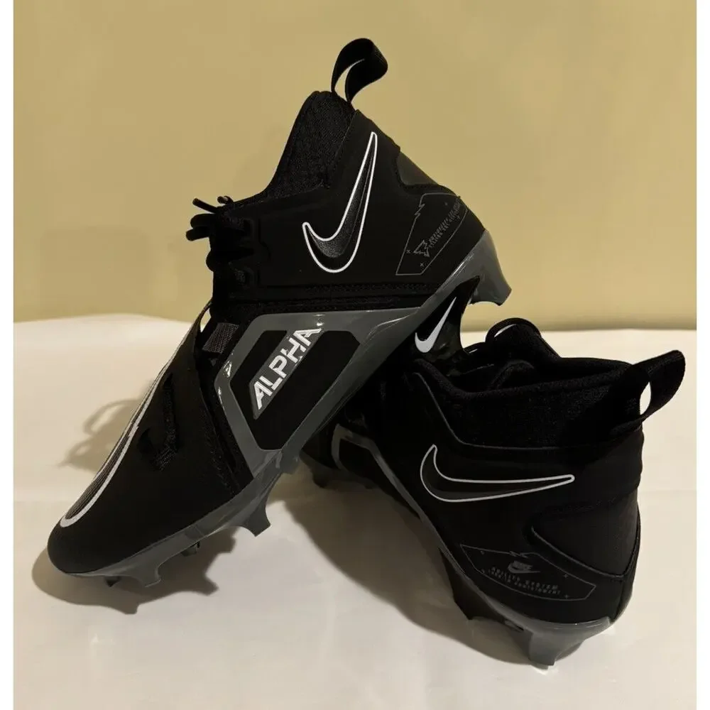 Nike Alpha Menace Pro 3 NEW! Black White Gray Football Cleats Mens 11.5 - Picture 2 of 9